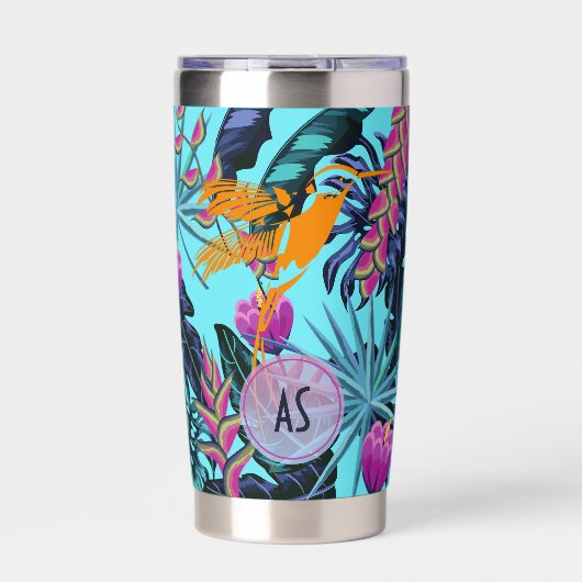 ハミングバはっきりしたードを持つ熱帯の葉柄 保温保冷タンブラー (正面)