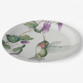 ハミングバエレガントードウォーターカラークリームピンクの花 ペーパープレート (アングル)