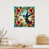 ハミングバエレガントードステンドグラス効果 ポスター (キッチン)