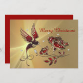 ハミングバエレガントードレッドフローラクリスマスフラット シーズンカード (正面/裏面)