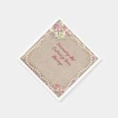 ハミングバエレガントードロマンティックホワイトローズパール スタンダードカクテルナプキン (角)