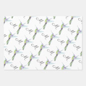 ハミングバカラフルードウォーター色モノグラムイニシャル ラッピングペーパーシート (正面2)