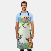 ハミングバカラフルードバタフライフローラガーデン エプロン (着用した状態)