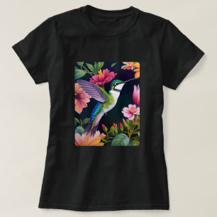 ハミングバカラフルードフラワーアート Tシャツ