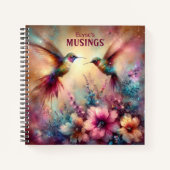 ハミングバカラフルードフラワーガーデンカスタムジャーナル ノートブック (正面)