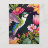 ハミングバカラフルード絵画フローラ ポストカード (正面)