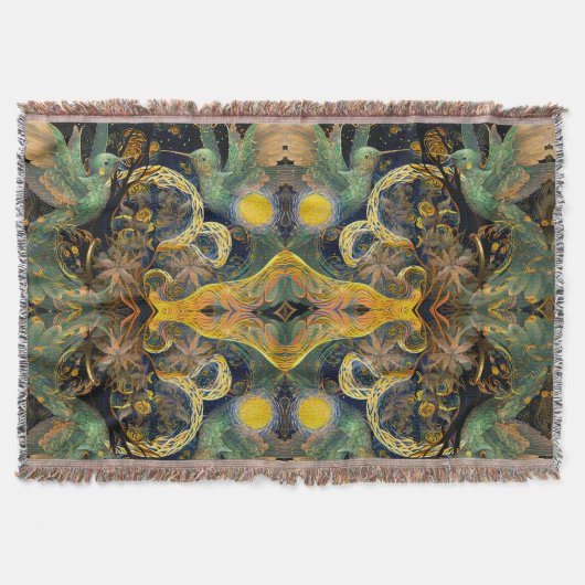 ハミングバサイケデリックードトリップアート鏡 スローブランケット (正面)