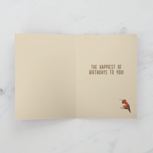 ハミングバパーソナライズされたーズ誕生日カード カード (内部)
