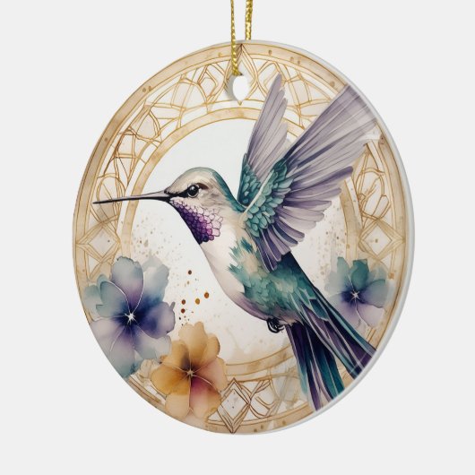 ハミングバパーソナライズされたードクリスマスオーナメント セラミックオーナメント (左)