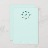 ハミングバパーソナライズされたードノートカード サンキューカード (正面/裏面)