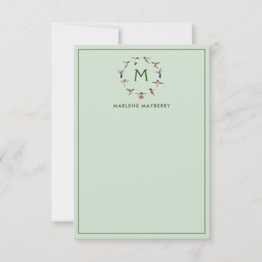 ハミングバパーソナライズされたードノートカード サンキューカード (正面)