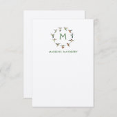 ハミングバパーソナライズされたードノートカード サンキューカード (正面/裏面)