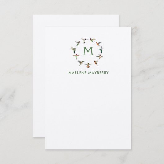 ハミングバパーソナライズされたードノートカード サンキューカード (正面/裏面)