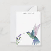 ハミングバパーソナライズされたードラベンダー ノートカード (正面)