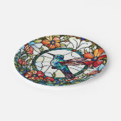 ハミングバフェイクードステンドグラス鳥 ペーパープレート (アングル)