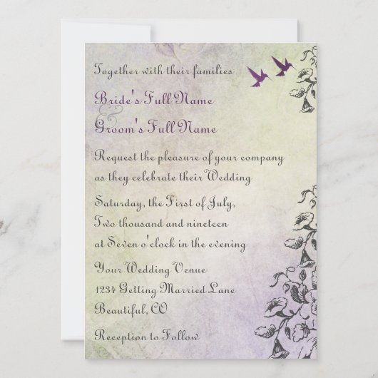 ハミングバーズアンドフラワーズ結婚式招待状 招待状 (裏面)