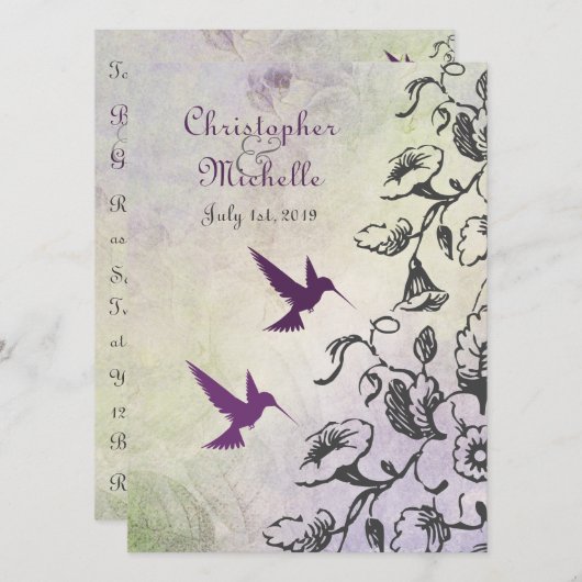 ハミングバーズアンドフラワーズ結婚式招待状 招待状 (正面/裏面)