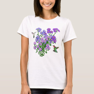 ハミングバーズオンアスター花レディースラグランスウェット Tシャツ