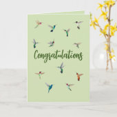 ハミングバーズカードおめでとう カード (黄色い花)