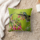 ハミングバーズグリーン背景 クッション (ブランケット)