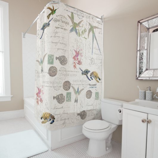 ハミングバーズシータートルズフグエフェフランスのメラ シャワーカーテン (インサイチュ)