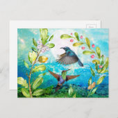 ハミングバーズシーニックウォーターカラー自然アートフローラ ポストカード (正面/裏面)