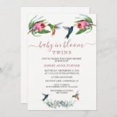 ハミングバーズツインズピンクプロテアベビーイン開花 招待状 (正面/裏面)