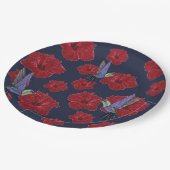 ハミングバーズハワイ赤い花 ペーパープレート (アングル)