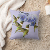 ハミングバーズバイオレットフラワーグリーンガーデン クッション (ブランケット)