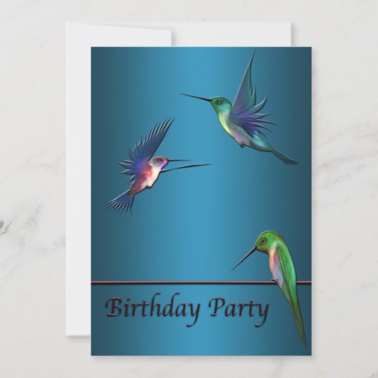 ハミングバーズバースデーパーティー招待テンプレート 招待状 (正面)