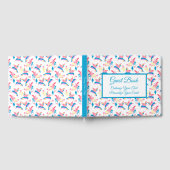 ハミングバーズパステルブルーピンクバードパターン ゲストブック (全面)