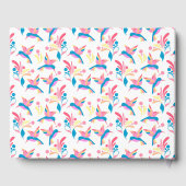 ハミングバーズパステルブルーピンクバードパターン ゲストブック (裏面)