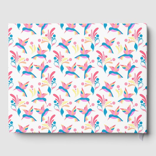 ハミングバーズパステルブルーピンクバードパターン ゲストブック (裏面)