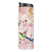 ハミングバーズフラワーズピンクグリッター タンブラー (回転右)