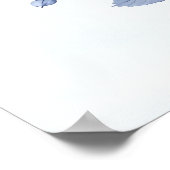 ハミングバーズブルーとホワイトエレガントフローラアート ポスター (角)