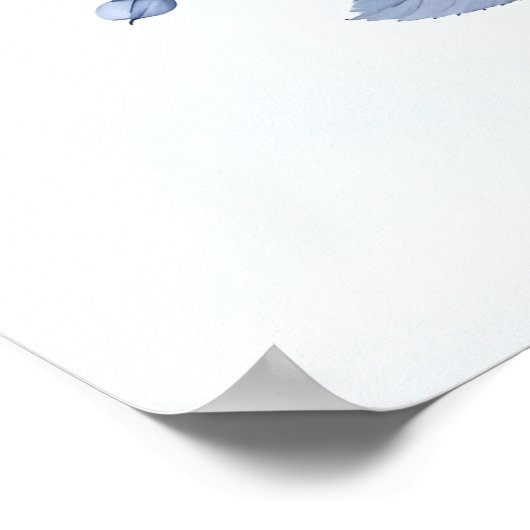 ハミングバーズブルーとホワイトエレガントフローラアート ポスター (角)