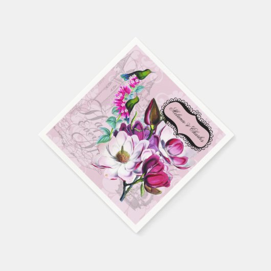 ハミングバーズマグノリア結婚ス紙ナプキンス スタンダードカクテルナプキン (角)