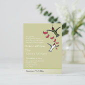 ハミングバーズロマンチックなハートと翼 インビテーションポストカード (スタンド正面)
