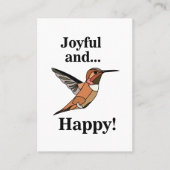 ハミングバードうれしくて幸せな野生動物の鳥達 名刺 (正面)