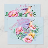 ハミングバードお誕生日おめでとう ポストカード (正面/裏面)