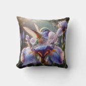 ハミングバードが虹彩でしぶきをあげる クッション (正面)