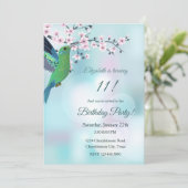 ハミングバードさくらんぼブロッサム誕生日 招待状 (スタンド正面)