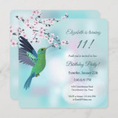 ハミングバードさくらんぼブロッサム誕生日 招待状 (正面/裏面)