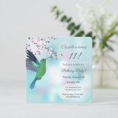 ハミングバードさくらんぼブロッサム誕生日 招待状 (スタンド正面)