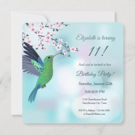 ハミングバードさくらんぼブロッサム誕生日 招待状