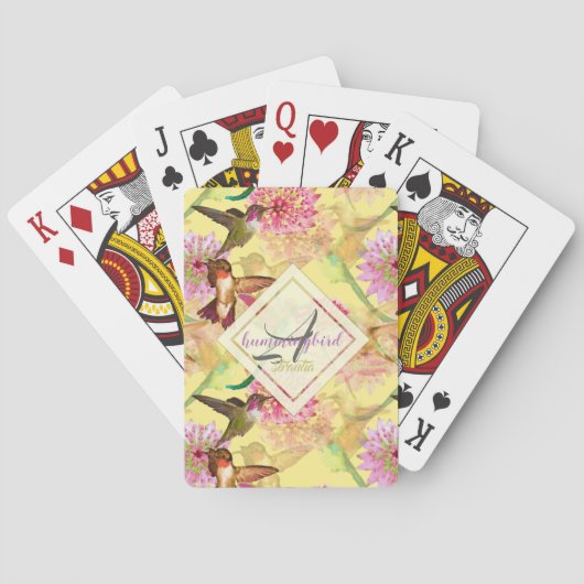 ハミングバードとアストランティアのモノグラム水色 トランプ (裏面)