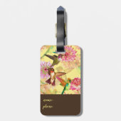 ハミングバードとアストランティアのモノグラム水色 ラゲッジタグ (裏面縦)