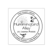 ハミングバードとアストランティアのモノグラム水色 ラバースタンプ (インプリント)