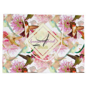 ハミングバードとアストランティアのモノグラム水色 ラージペーパーバッグ (裏面)