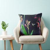 ハミングバードとエキゾチックな花ダークカラー クッション (椅子)